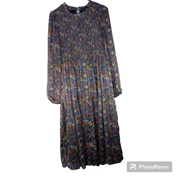 code x mode | Dresses | Code X Mode Maxi Peasant Dress Size L Tiered Chiffon  Boho Floral Print Pockets | Poshmark
